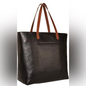 Madewell Transport Tote Black with Brown Strap